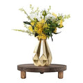 2 Pcs Wood Plant Stand Wooden Plant Stool Round Riser Display Stand Flower Pot Holder Low Plant Pot Flower Pedestal for Indoor Outdoor (Wood, 9.8 Inches)