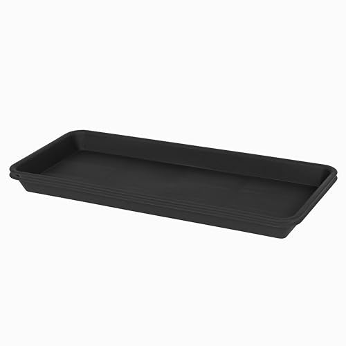 VUWEZ 6 Pack Plastic Plant Tray Saucer Rectangular, Heavy Duty Planter Saucers for Indoors, Plant Water Drip Trays for Flower Pot Planter, Windowsill Pot Tray, Seed Starting Growing Trays