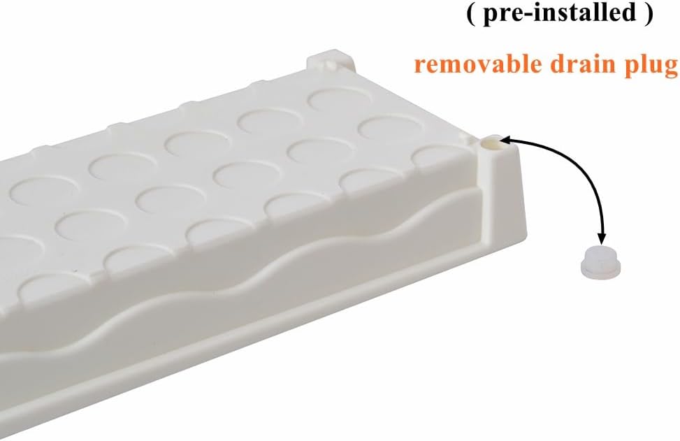 BangQiao 6 Pack 16.20 Inch White Plastic Decorative Rectangular Planter Pot Saucer Drip Tray with Removable Drain Plug for Windowsill, Shelf, Tabletop, Kitchen, Balcony, Small Potted Plant