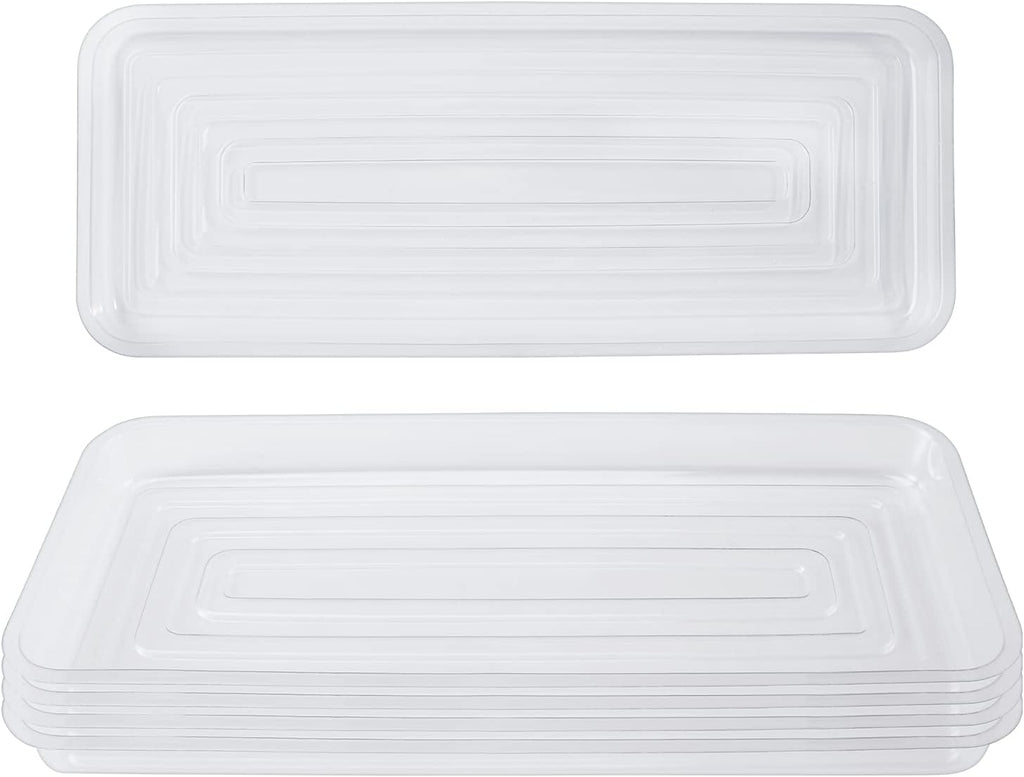 Idyllize Rectangular 5 Pieces of 15 by 6 Inch Clear Thick Plastic Heavy Duty Sturdy Plant Saucer Drip Trays for pots, Window Sills and Window Shelf (15"x6")