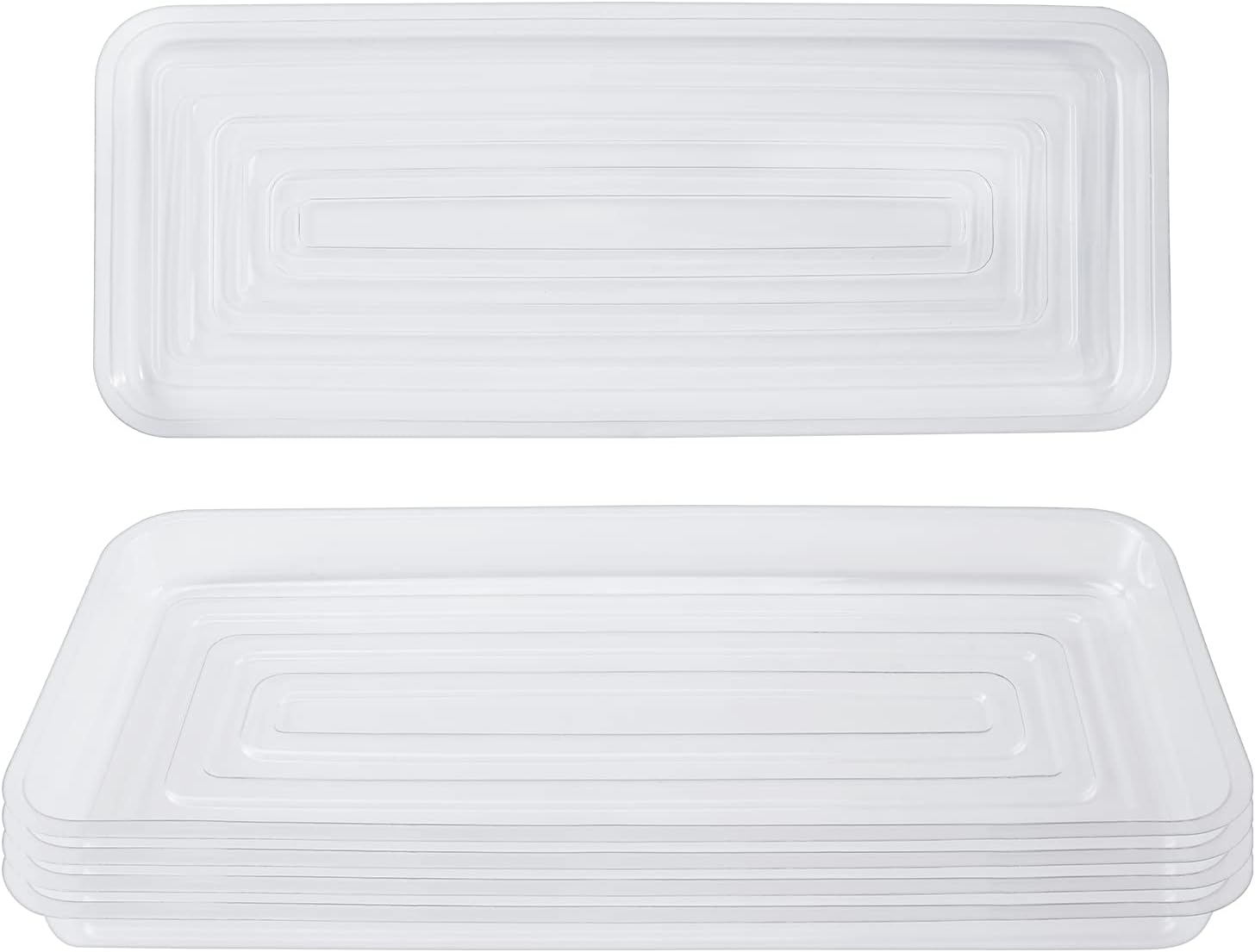 Idyllize Rectangular 5 Pieces of 15 by 6 Inch Clear Thick Plastic Heavy Duty Sturdy Plant Saucer Drip Trays for pots, Window Sills and Window Shelf (15"x6")