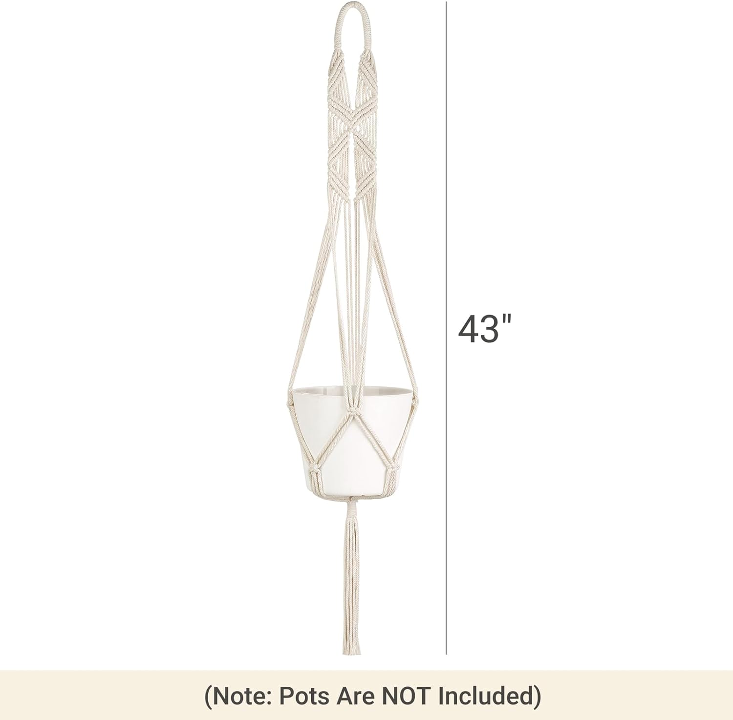 Mkono 2 Packs 43 Inch Macrame Plant Hanger Large for up to 12 Inch Pot Extra Long Hanging Plant Holder Hanging Planter Basket for Indoor Outdoor Boho Home Decor(POTS NOT Included)