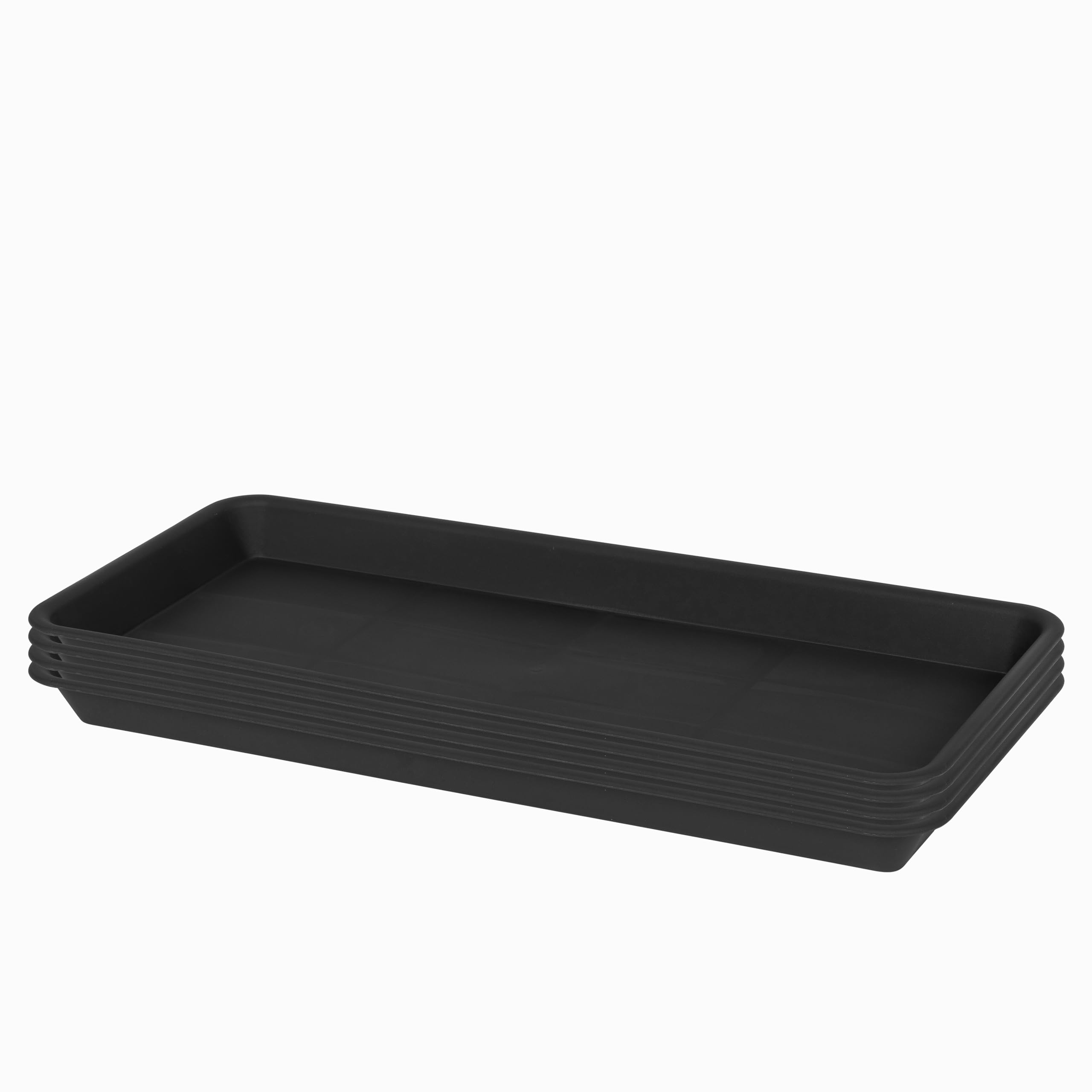 VUWEZ 6 Pack Plastic Plant Tray Saucer Rectangular, Heavy Duty Planter Saucers for Indoors, Plant Water Drip Trays for Flower Pot Planter, Windowsill Pot Tray, Seed Starting Growing Trays
