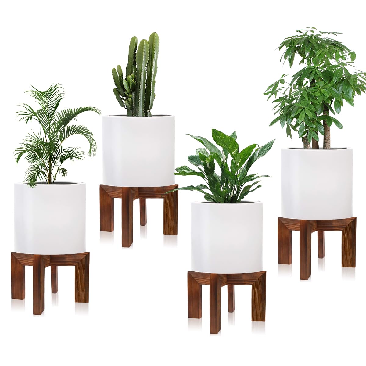 hismocal Wood Plant Stand Indoor/Outdoor for Plants, Large Size Planter Stand Holder,Sturdy and Stable Flower Pot Stand,Fits Most Size Flower Pots In Room(1 Pack)