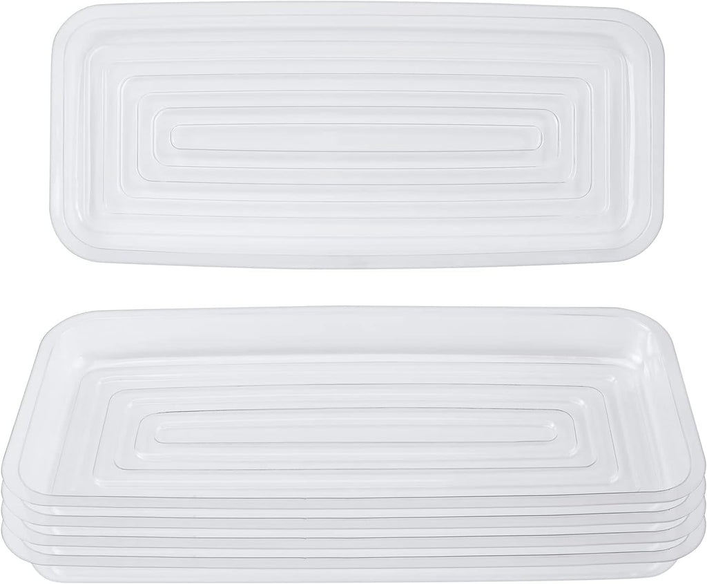Idyllize Rectangular 5 Pieces of 15 by 6 Inch Clear Thick Plastic Heavy Duty Sturdy Plant Saucer Drip Trays for pots, Window Sills and Window Shelf (15"x6")