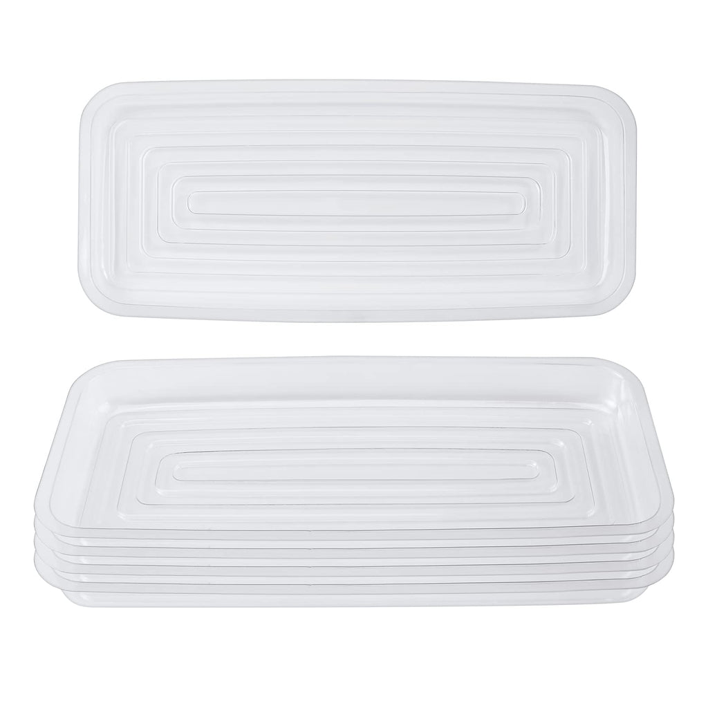 Idyllize Rectangular 5 Pieces of 15 by 6 Inch Clear Thick Plastic Heavy Duty Sturdy Plant Saucer Drip Trays for pots, Window Sills and Window Shelf (15"x6")