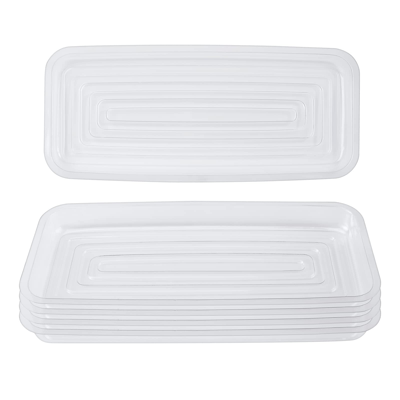 Idyllize Rectangular 5 Pieces of 15 by 6 Inch Clear Thick Plastic Heavy Duty Sturdy Plant Saucer Drip Trays for pots, Window Sills and Window Shelf (15"x6")