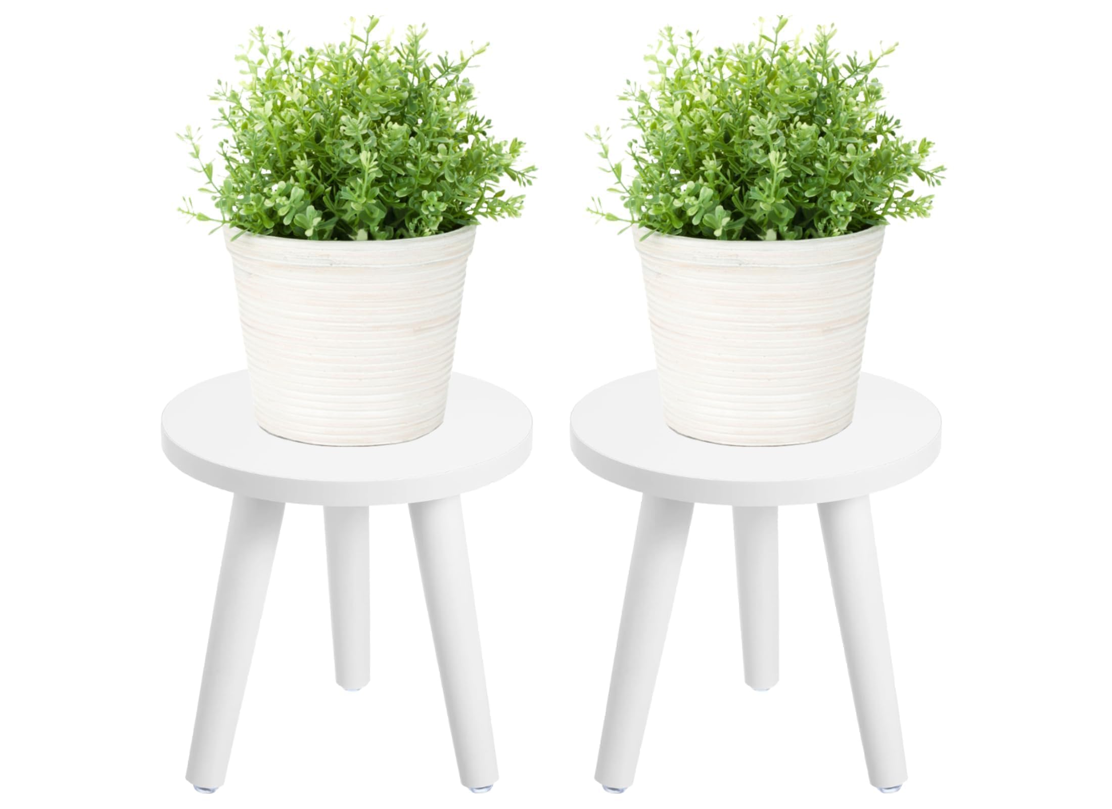 Samll Plant Stand Indoor/Outdoor for Plants,Wood White Planter Stands Holder Mid Century Pedestal Shelf,Sturdy Short Flower Rack Boho Short Plant Table 8.6"Tall Wooden Plants Stool for Garden,Patio