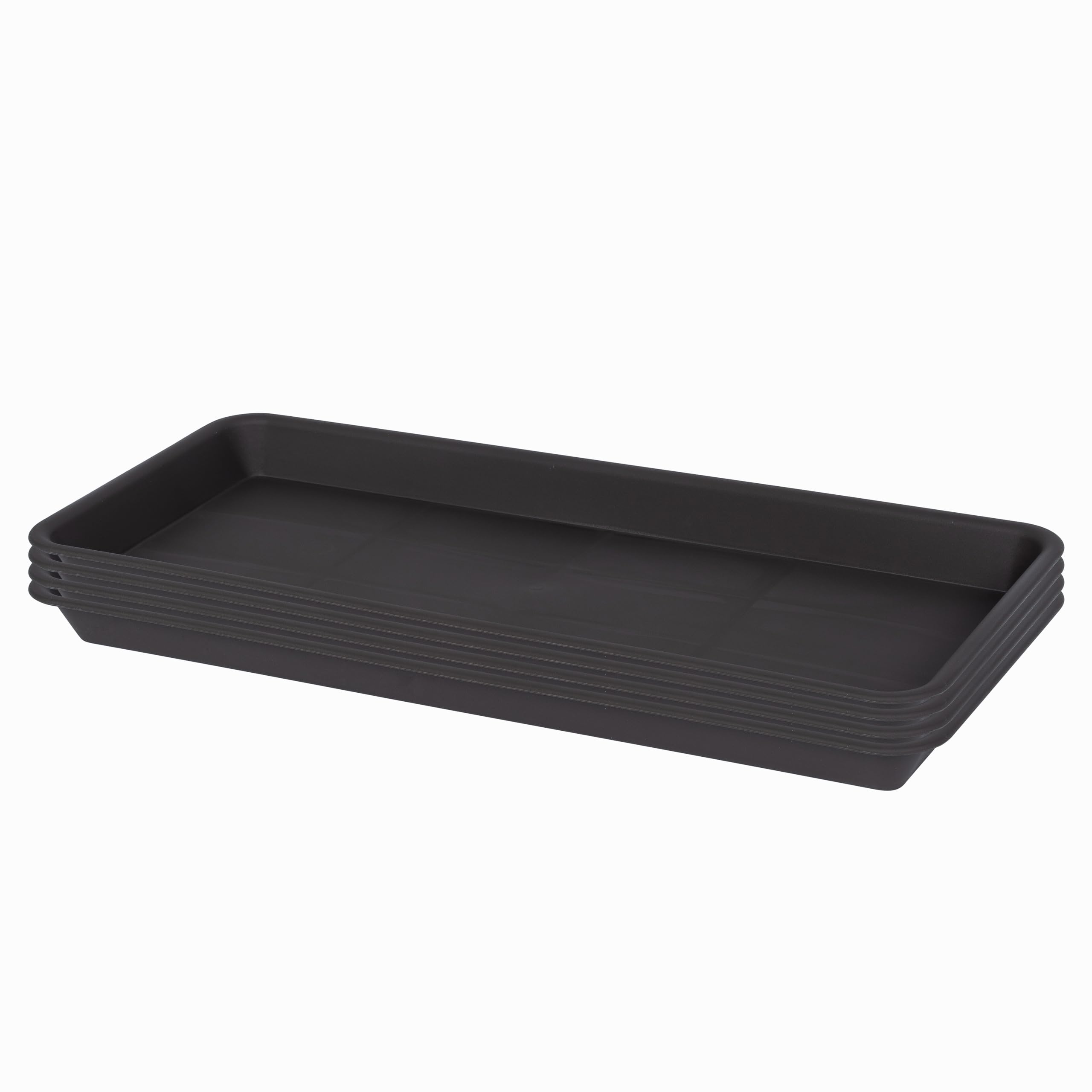 VUWEZ 6 Pack Plastic Plant Tray Saucer Rectangular, Heavy Duty Planter Saucers for Indoors, Plant Water Drip Trays for Flower Pot Planter, Windowsill Pot Tray, Seed Starting Growing Trays