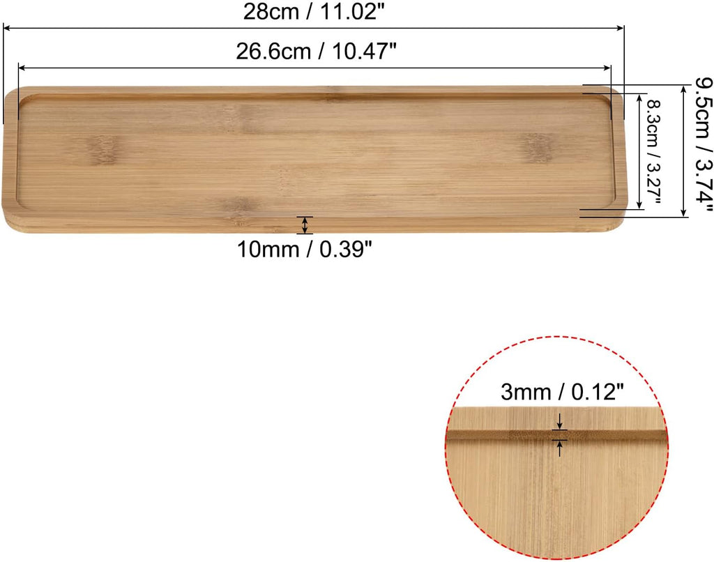 PATIKIL Plant Pot Saucer, 2 Pack 11x3.7 Inch Bamboo Rectangular Flower Drip Tray for Indoors