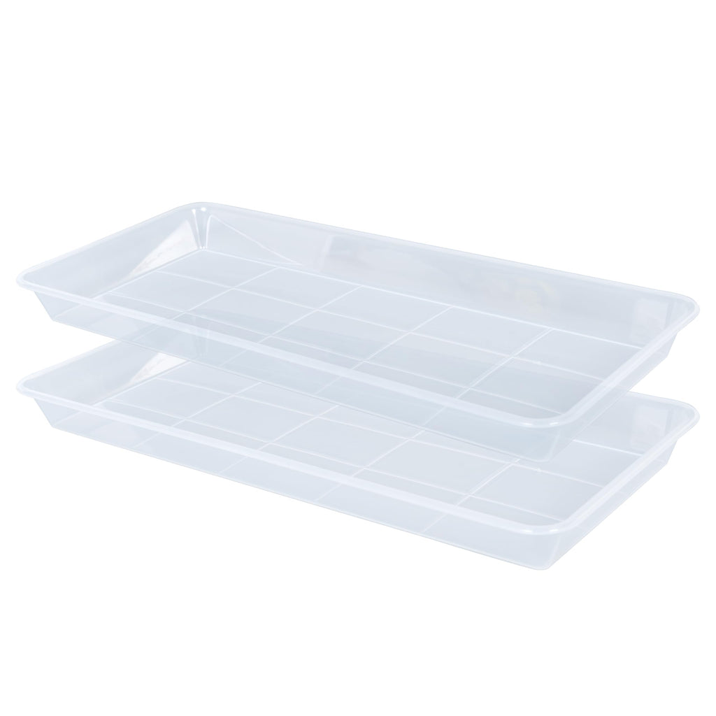 VUWEZ 6 Pack Plastic Plant Tray Saucer Rectangular, Heavy Duty Planter Saucers for Indoors, Plant Water Drip Trays for Flower Pot Planter, Windowsill Pot Tray, Seed Starting Growing Trays