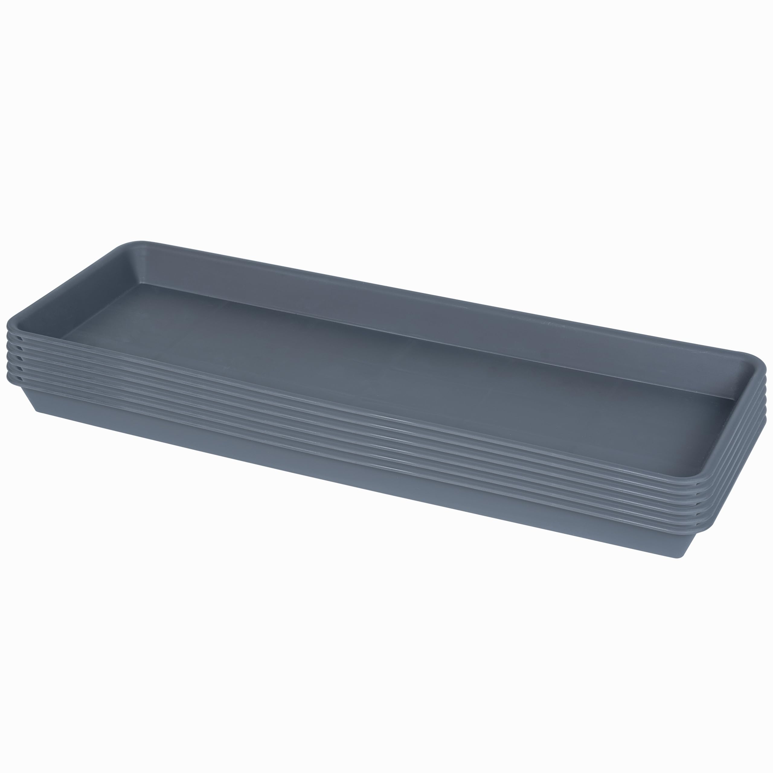 VUWEZ 6 Pack Plastic Plant Tray Saucer Rectangular, Heavy Duty Planter Saucers for Indoors, Plant Water Drip Trays for Flower Pot Planter, Windowsill Pot Tray, Seed Starting Growing Trays