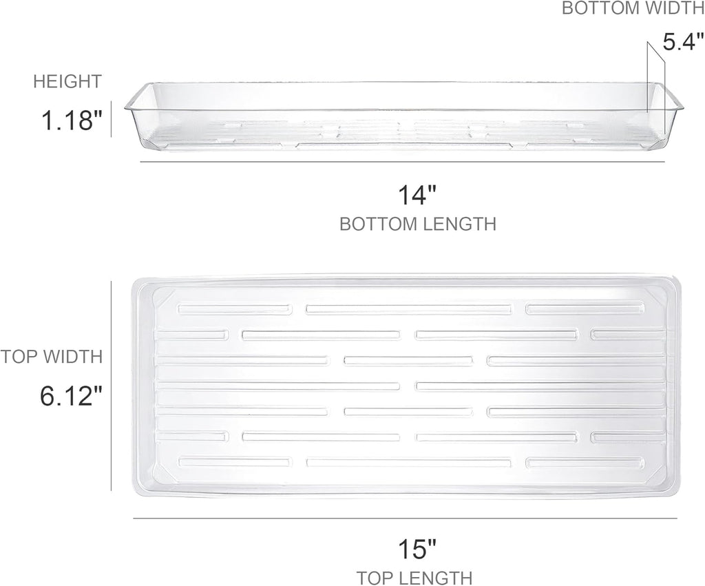 Kingrol 16 Pack Rectangular Plant Drip Trays, Clear Plant Saucers for Indoors, Thick Plastic Window Sill Plant Trays for Flower Pot Planter