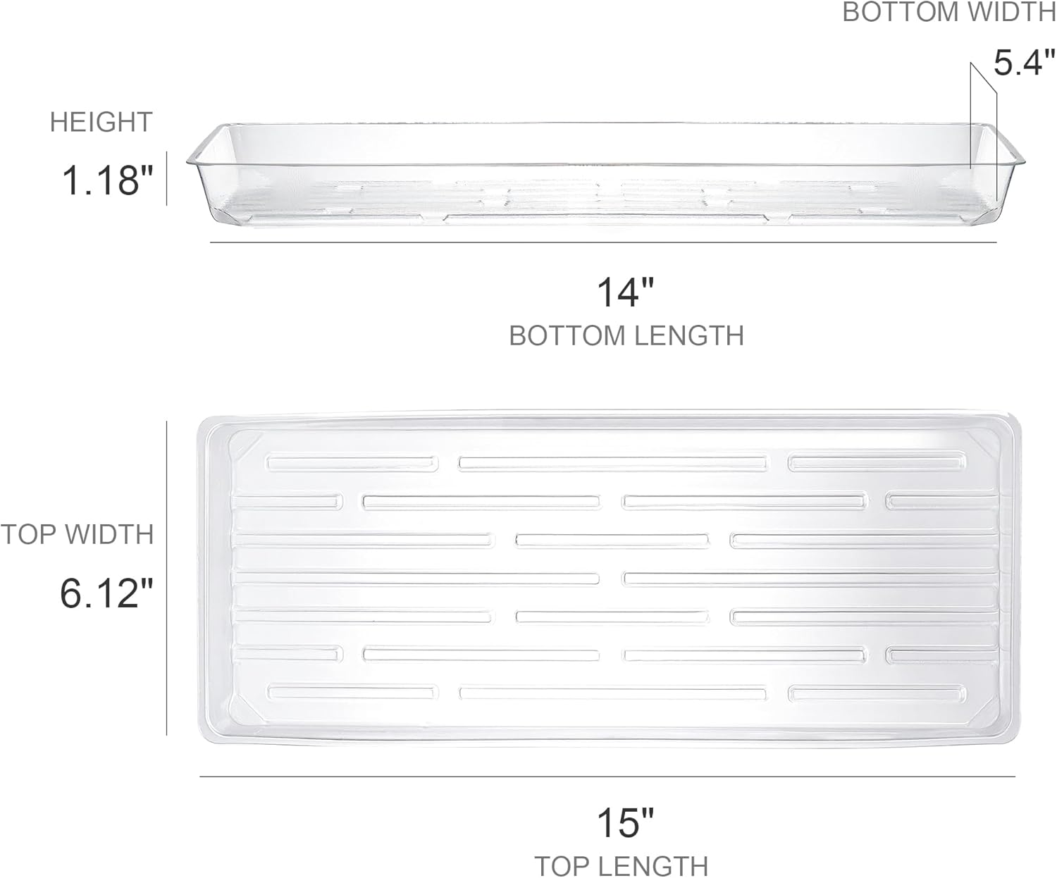 Kingrol 16 Pack Rectangular Plant Drip Trays, Clear Plant Saucers for Indoors, Thick Plastic Window Sill Plant Trays for Flower Pot Planter