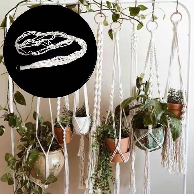 Macrame Plant Hangers 3 Pack, Hanging Plant Holders for Indoor Plants, Handmade Woven Cotton Rope Hanger Kits, Decorative Flower Pot Holders for Home & Garden Decor（Plants Not Included）