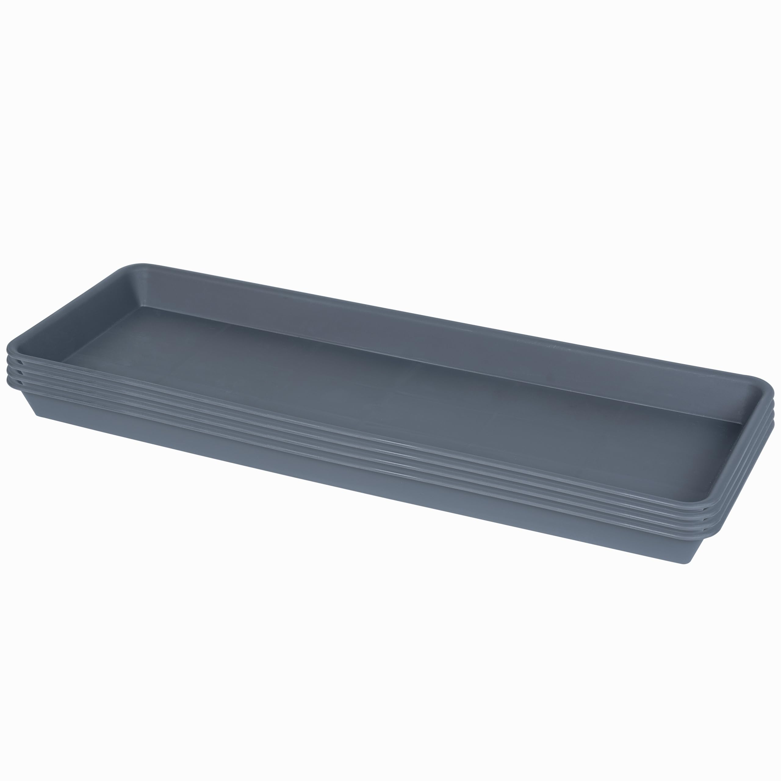 VUWEZ 6 Pack Plastic Plant Tray Saucer Rectangular, Heavy Duty Planter Saucers for Indoors, Plant Water Drip Trays for Flower Pot Planter, Windowsill Pot Tray, Seed Starting Growing Trays