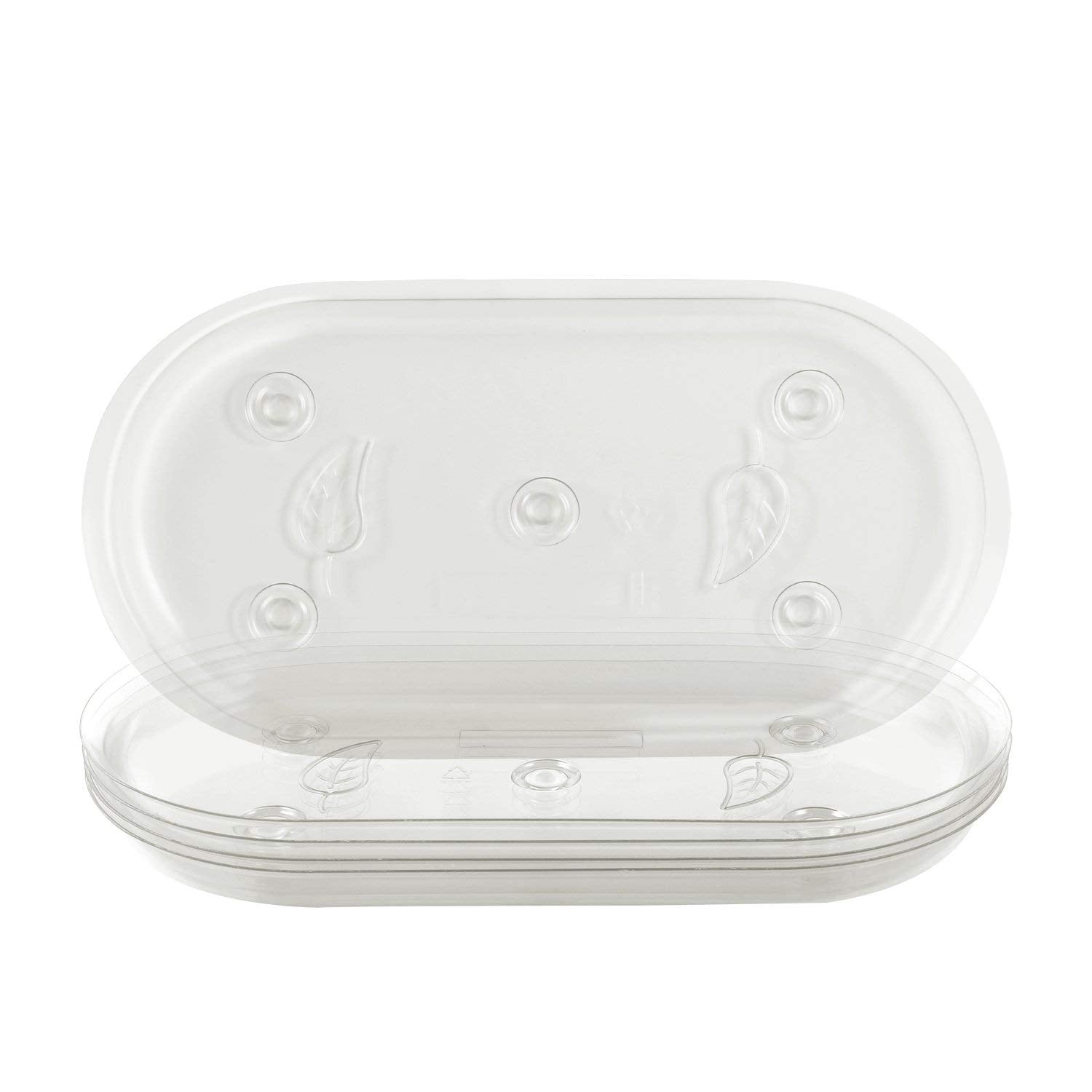 Idyllize Rectangular 5 Pieces of 15 by 6 Inch Clear Thick Plastic Heavy Duty Sturdy Plant Saucer Drip Trays for pots, Window Sills and Window Shelf (15"x6")