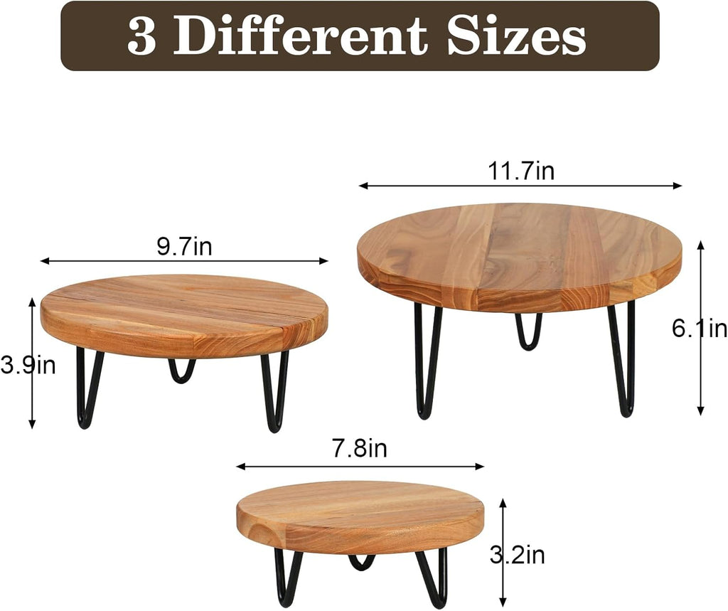 Wood Plant Stand, Wooden Round Plant Stand for Indoor Plants, Modern Plant Holder for Succulent Plant Nursery Pot Flower Pot (S+M+L)
