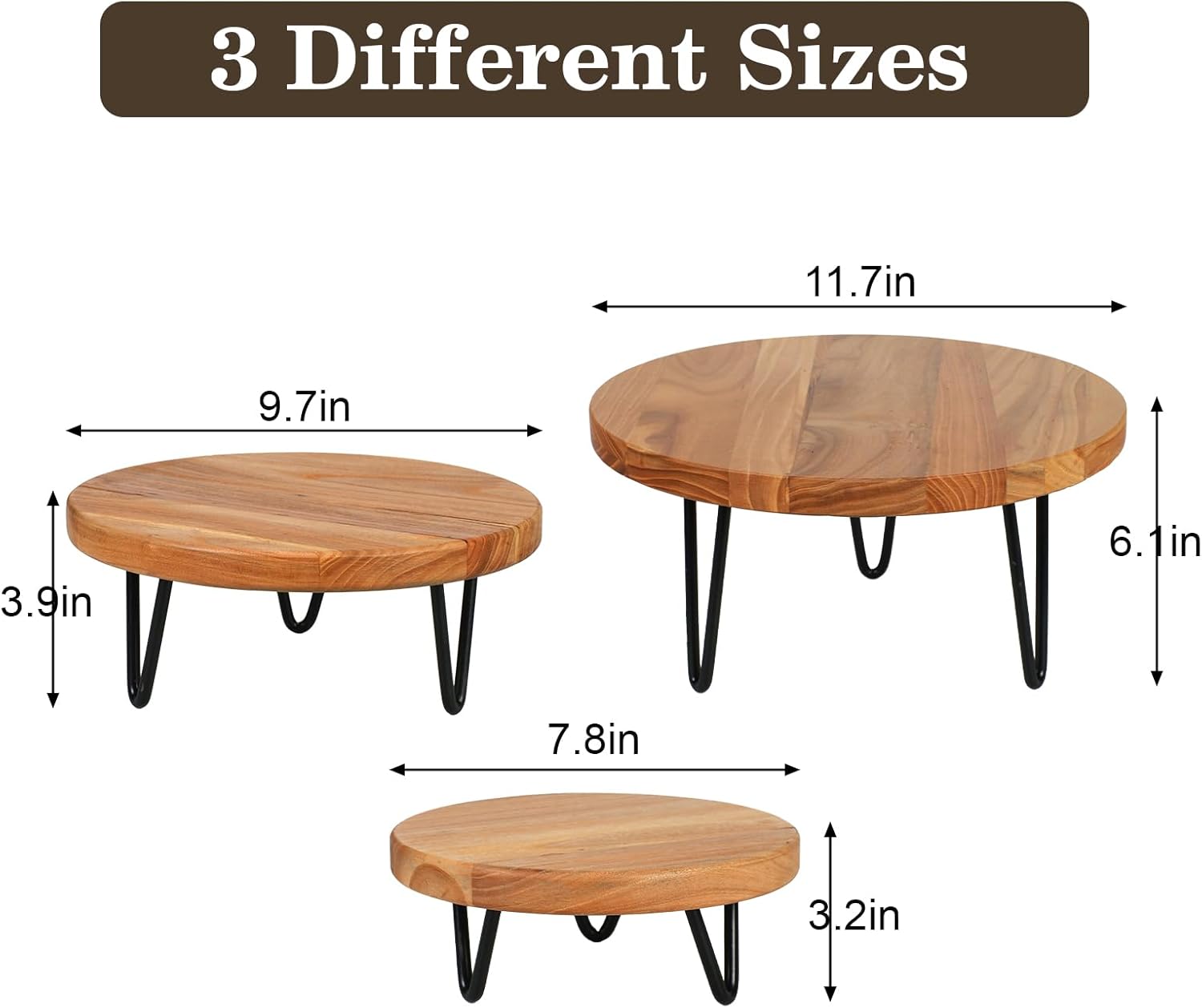 Wood Plant Stand, Wooden Round Plant Stand for Indoor Plants, Modern Plant Holder for Succulent Plant Nursery Pot Flower Pot (S+M+L)