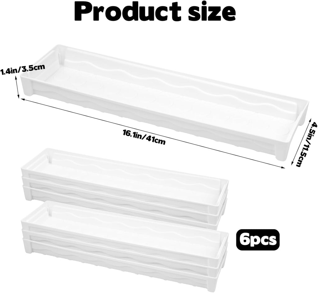 6 PCS Plastic Plant Tray Saucer, Rectangular Window Sill Plant Tray for Indoors Outdoor Flower Pots for Window Shelf, Clear Thick Plastic Plant Trays for Succulent Pot Planter, Square Plant Saucers