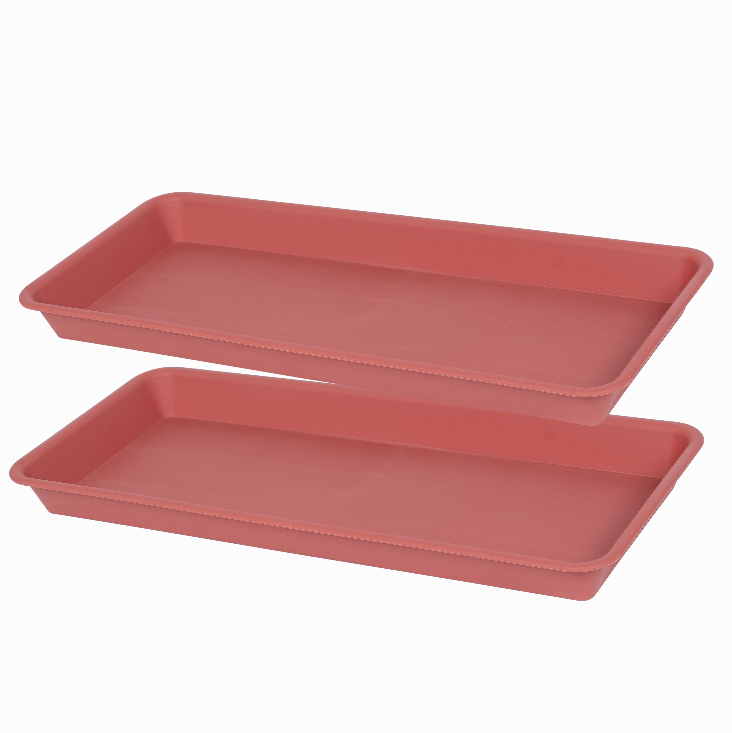 VUWEZ 6 Pack Plastic Plant Tray Saucer Rectangular, Heavy Duty Planter Saucers for Indoors, Plant Water Drip Trays for Flower Pot Planter, Windowsill Pot Tray, Seed Starting Growing Trays