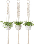 Mkono 3 Pack 39 Inch Macrame Plant Hangers Indoor Wall Hanging Planter Basket Flower Pot Holder Boho Home Decor, Ivory