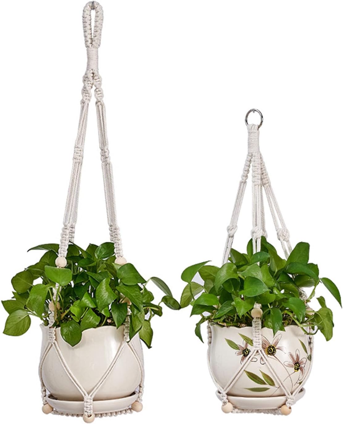 2 Pack Plant Hanger - 29.5" & 23.5" Hanging Planters, Handmade Cotton Rope Plant Holder Fits 3.9"-11.8" Flower Pots Indoor & Outdoor Boho Home Decor (POTS NOT Included)