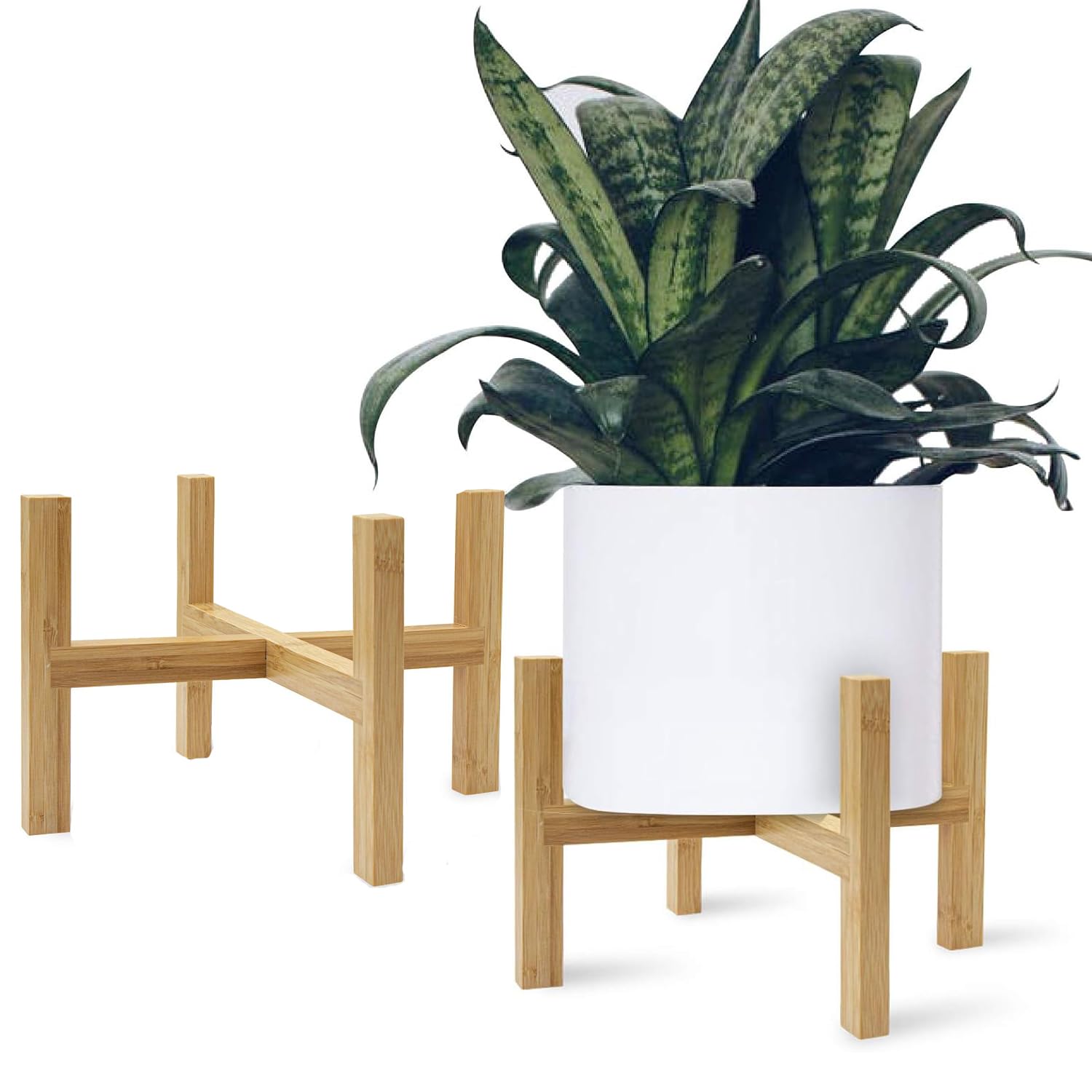 DAORFAA Bamboo Plant Stand, Flower Potted Holder, up to 8 Inch Pot - Nature, Mid Century Modern (Pot Not Included) (1 Pack)