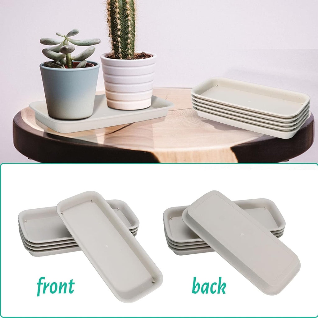 UOIENRT 5 Packs Rectangular Plastic Plant Saucers Tray, Window Sill Plant Tray, Drip Trays for Potted Plants, Plant Trays for Indoors No Holes for Window Sills and Window Shelf (11.8 x 5.3 x 1.1 Inch)