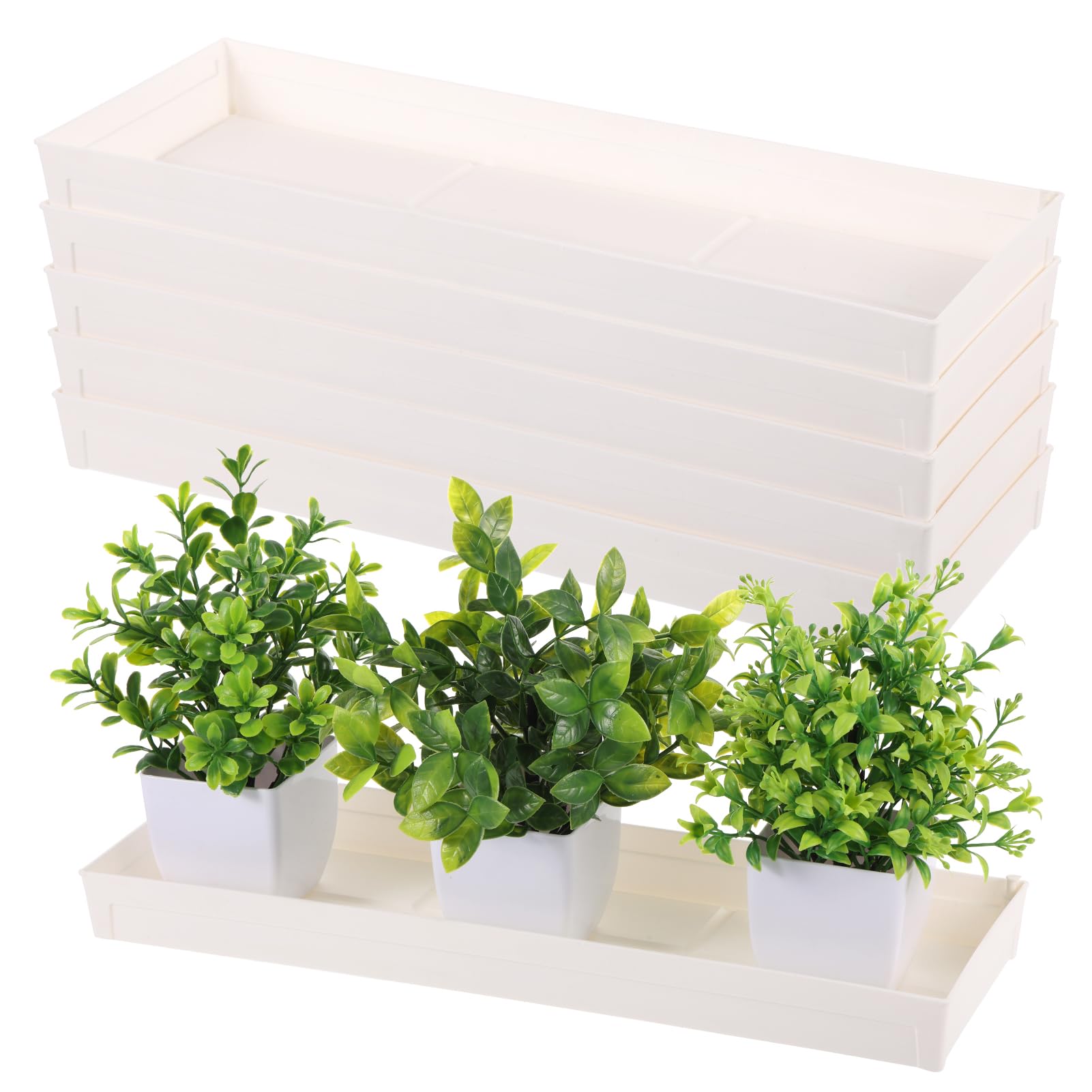6 PCS Plastic Plant Tray Saucer, Rectangular Window Sill Plant Tray for Indoors Outdoor Flower Pots for Window Shelf, Clear Thick Plastic Plant Trays for Succulent Pot Planter, Square Plant Saucers