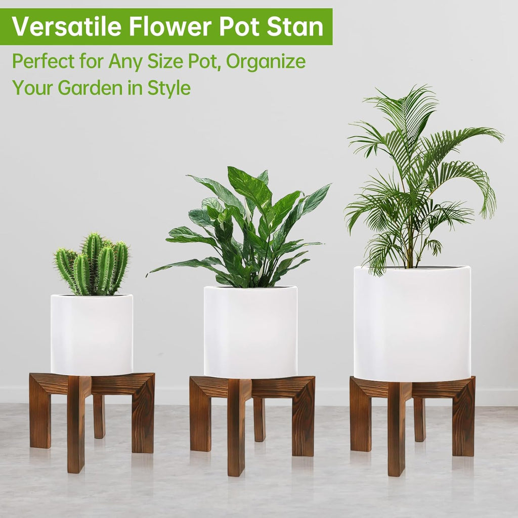 hismocal Wood Plant Stand Indoor/Outdoor for Plants, Large Size Planter Stand Holder,Sturdy and Stable Flower Pot Stand,Fits Most Size Flower Pots In Room(1 Pack)