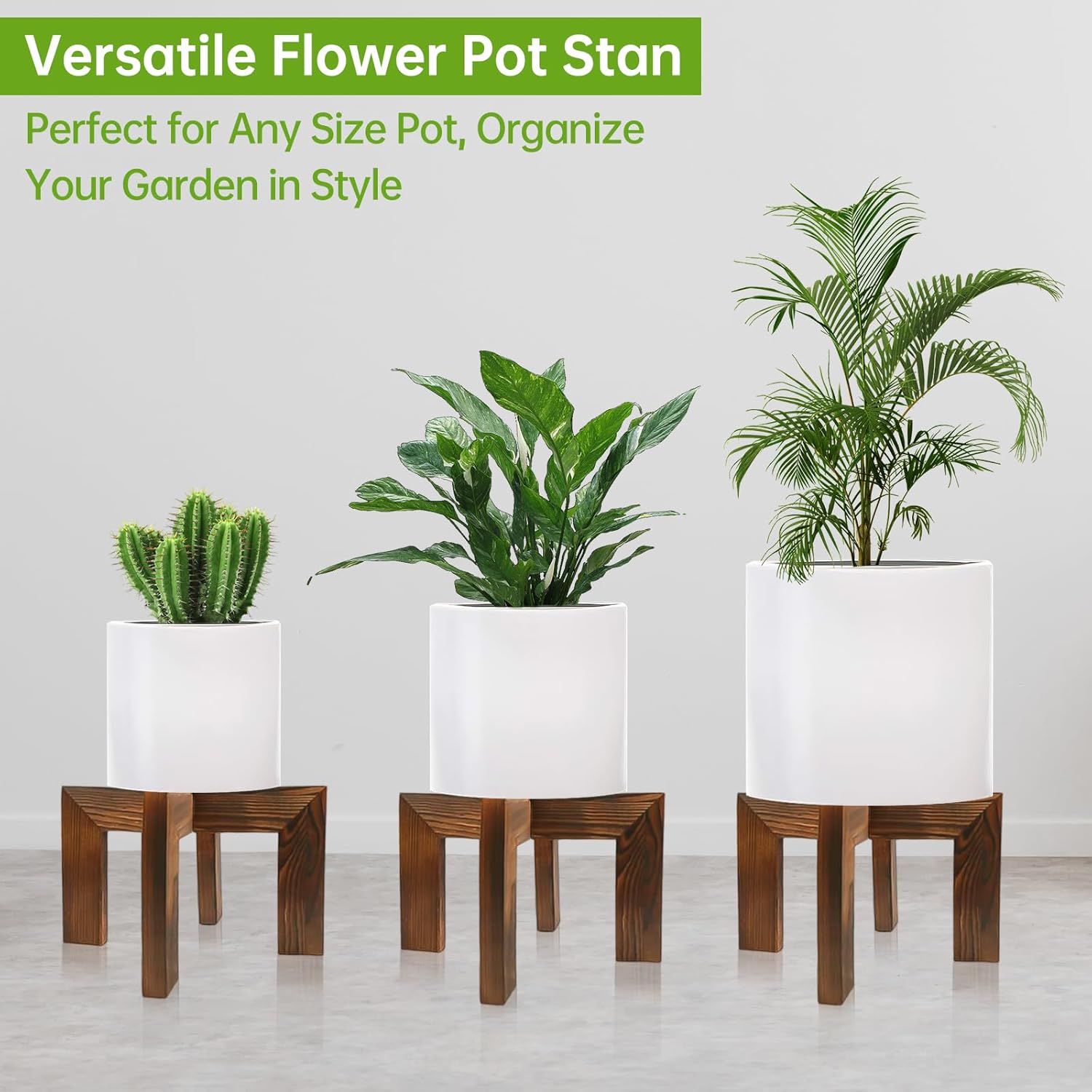 hismocal Wood Plant Stand Indoor/Outdoor for Plants, Large Size Planter Stand Holder,Sturdy and Stable Flower Pot Stand,Fits Most Size Flower Pots In Room(1 Pack)