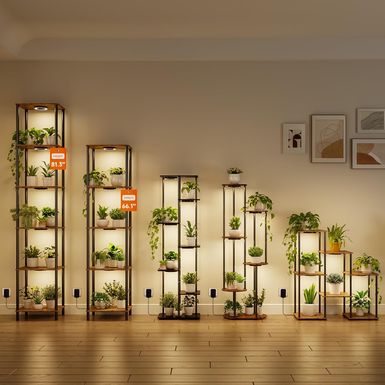Bstrip Plant Stand Indoor with Grow Light, 81.3" Tall Indoor Plant Shelf, 6 Tier Flower Stand with Plant Light Full Spectrum, Metal Plant Holder with Light, lighted Plant Rack for Home, Corner, Patio
