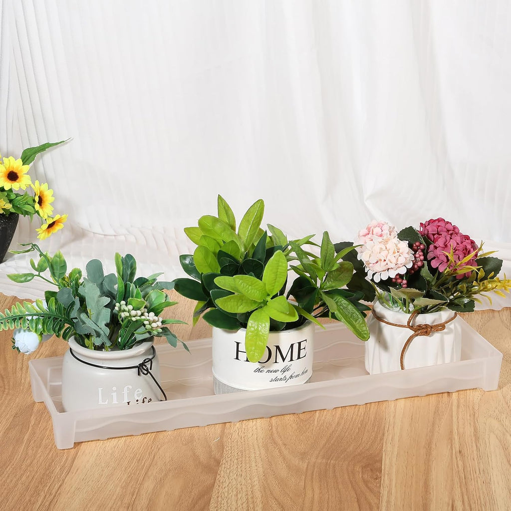 FMOACEN 6 PCS Plastic Plant Tray Saucer, Rectangular Window Sill Plant Tray for Indoors Outdoor Flower Pots for Window Shelf, Clear Thick Plastic Plant Trays for Succulent Pot, Square Plant Saucers
