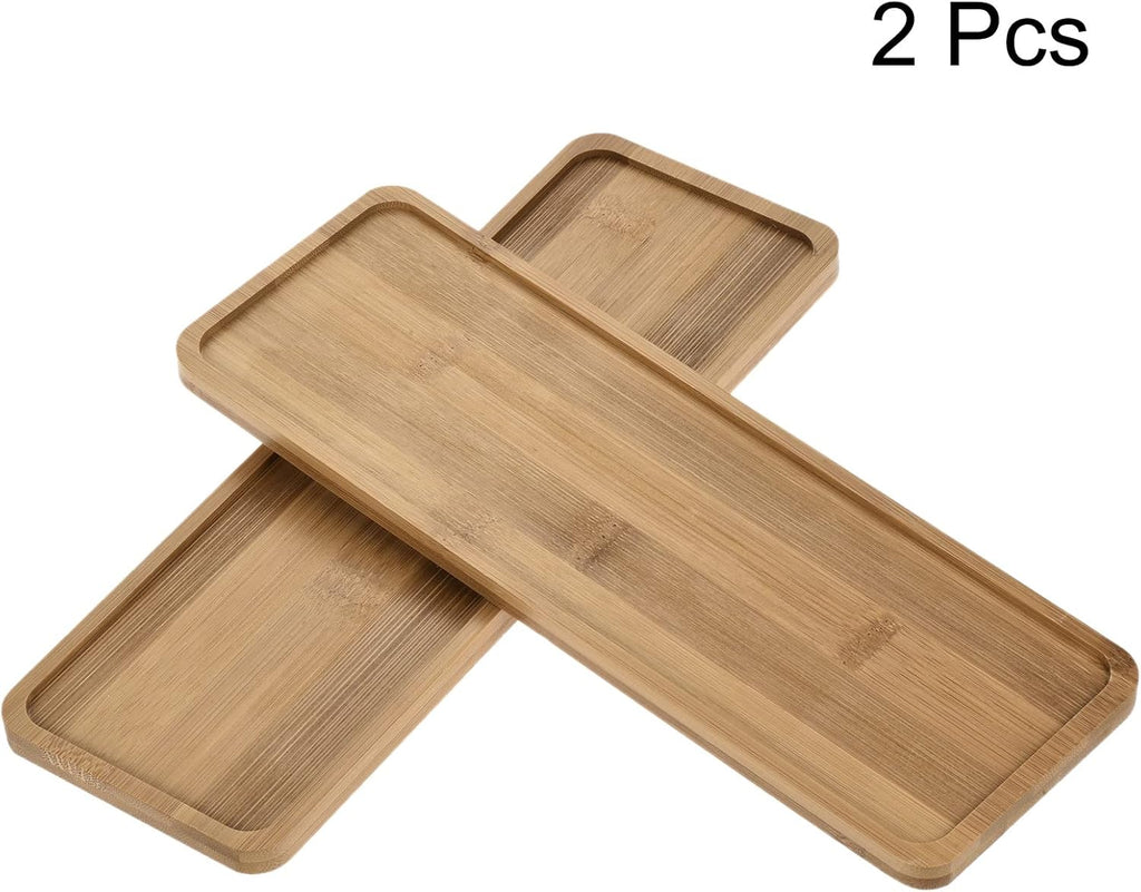 PATIKIL Plant Pot Saucer, 2 Pack 11x3.7 Inch Bamboo Rectangular Flower Drip Tray for Indoors