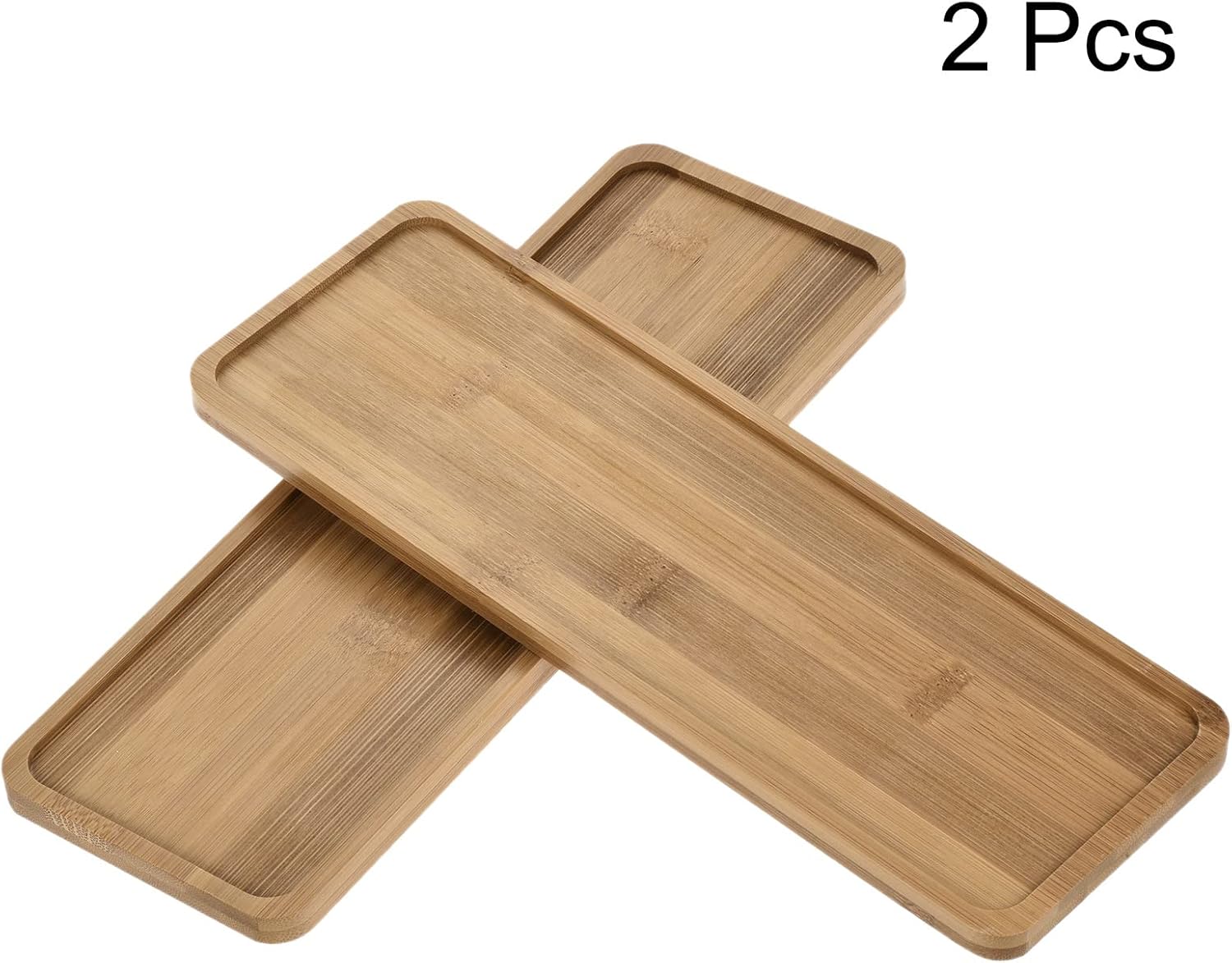 PATIKIL Plant Pot Saucer, 2 Pack 11x3.7 Inch Bamboo Rectangular Flower Drip Tray for Indoors