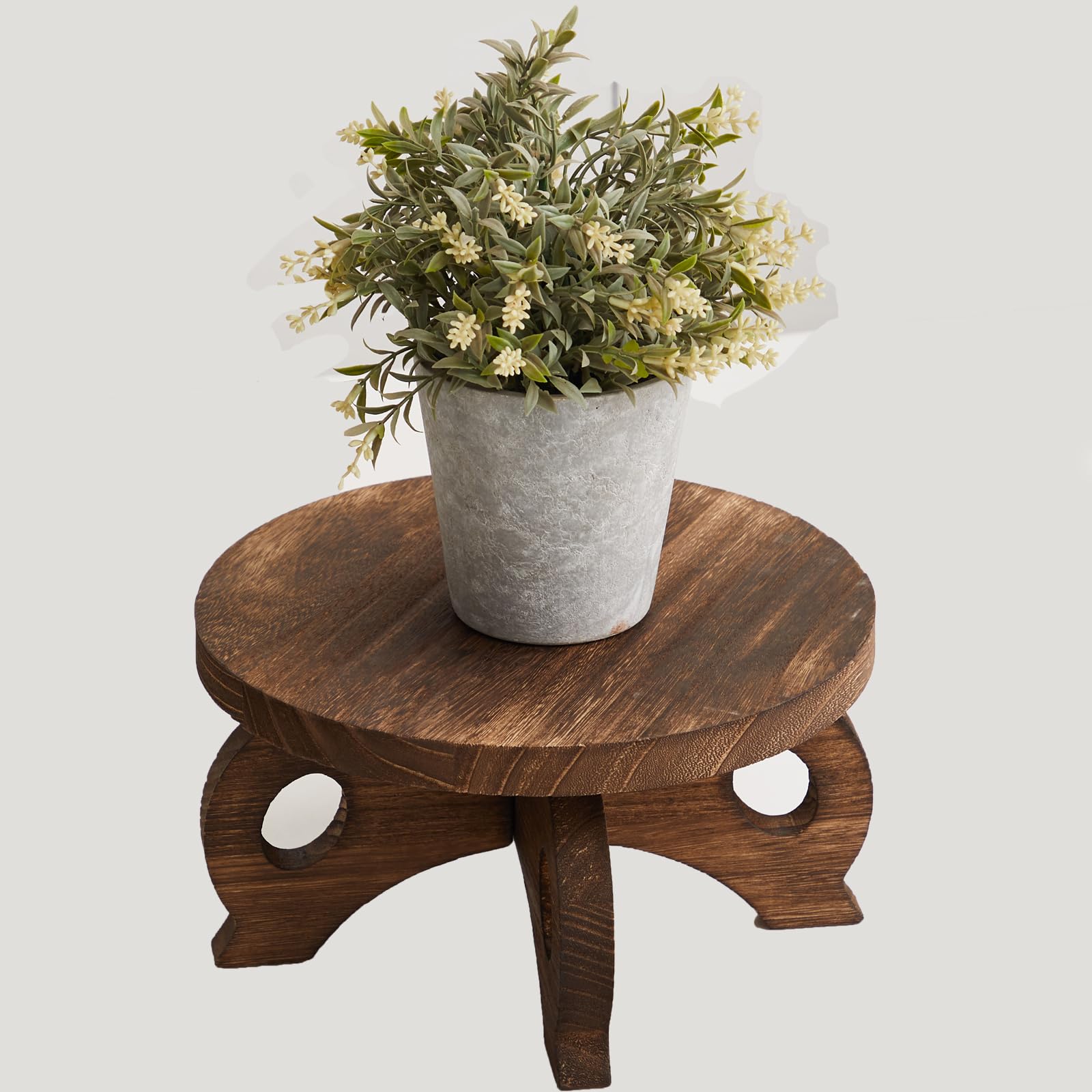 Decorative Corner Planter Wooden Plant Stands Indoor Plant Holder Riser Round Display Stands Farmhouse Display Stool Flower Holder Pedestal Board Pine