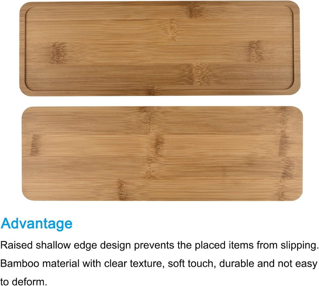 PATIKIL Plant Pot Saucer, 2 Pack 11x3.7 Inch Bamboo Rectangular Flower Drip Tray for Indoors