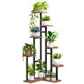 HOOBRO Corner Plant Stand Indoor, 7-Tier Plant Shelf for Multiple Indoor Plants, Corner Plant Rack Organizer, Square Flower Stand, for Living Room, Balcony, Patio, Rustic Brown and Black BF01HJ01