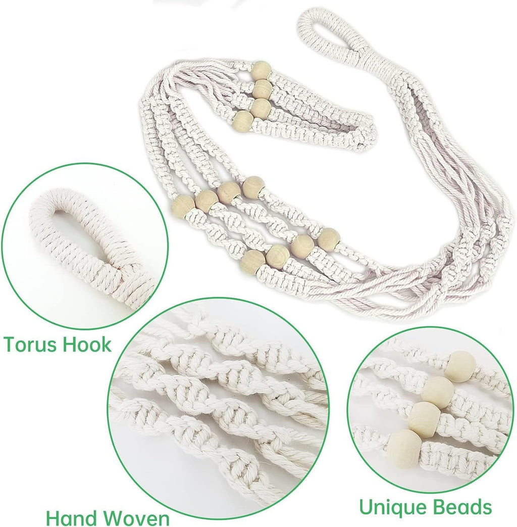 2 Pack Plant Hanger - 29.5" & 23.5" Hanging Planters, Handmade Cotton Rope Plant Holder Fits 3.9"-11.8" Flower Pots Indoor & Outdoor Boho Home Decor (POTS NOT Included)