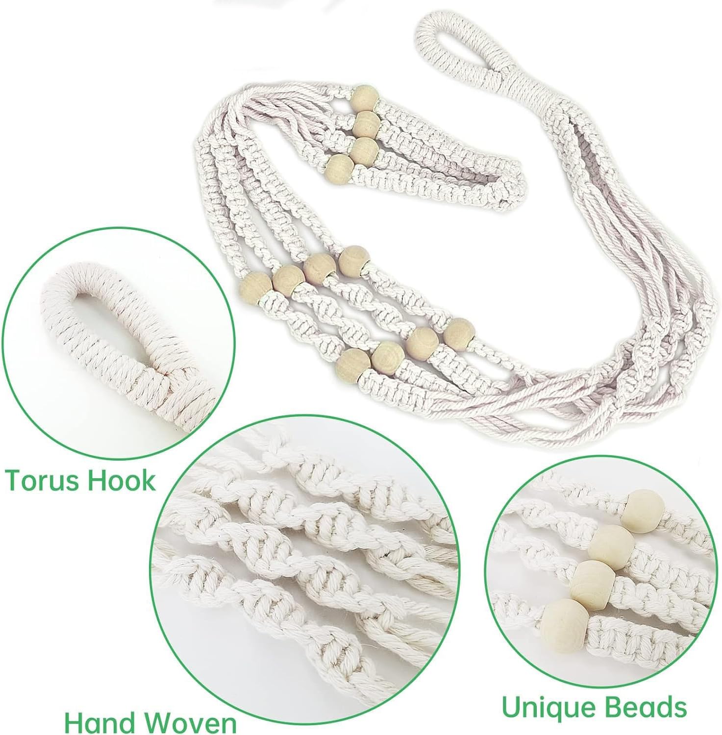2 Pack Plant Hanger - 29.5" & 23.5" Hanging Planters, Handmade Cotton Rope Plant Holder Fits 3.9"-11.8" Flower Pots Indoor & Outdoor Boho Home Decor (POTS NOT Included)