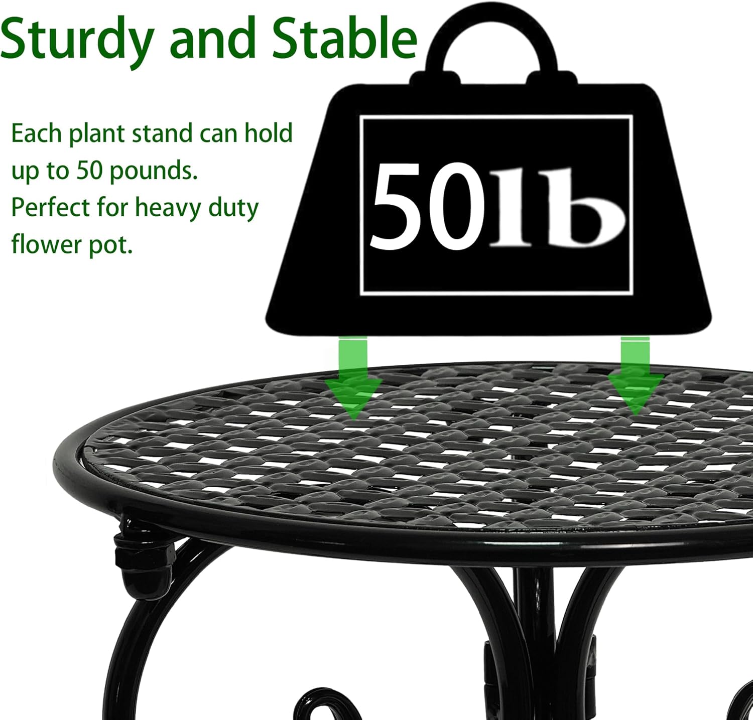 NAKUPE 4-Pack Metal Plant Stand for Indoor Outdoor, Heavy Duty Flower Pot Stands for Multiple Plants, Rustproof Iron Planter Holder Display Shelf for Patio Home Garden Porch Balcony(Black)