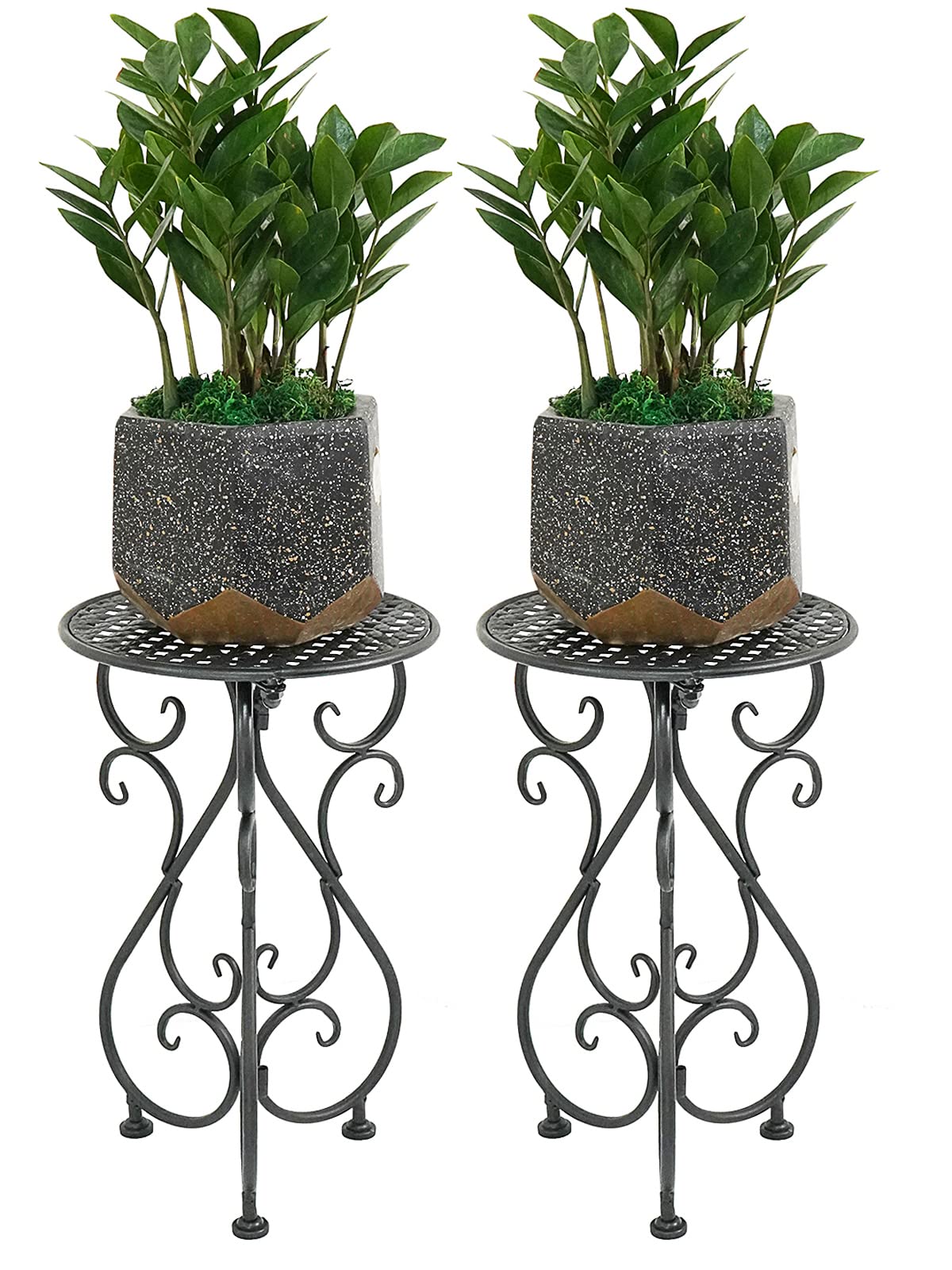 NAKUPE 4-Pack Metal Plant Stand for Indoor Outdoor, Heavy Duty Flower Pot Stands for Multiple Plants, Rustproof Iron Planter Holder Display Shelf for Patio Home Garden Porch Balcony(Black)