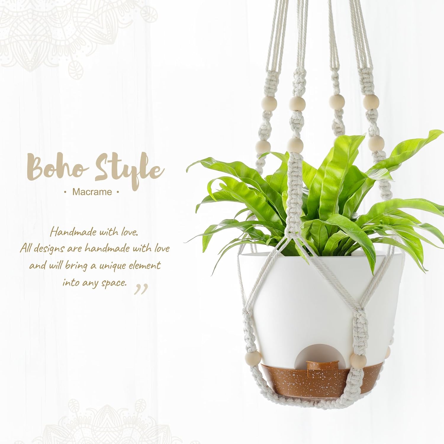Mkono 3 Pack Hanging Planters for Indoor Plants with Self Watering, Outdoor Hanging Plant Pots with 35"/29"/23" Macrame Plant Hangers, 2 Types of Hanging Baskets for Garden Home Decor