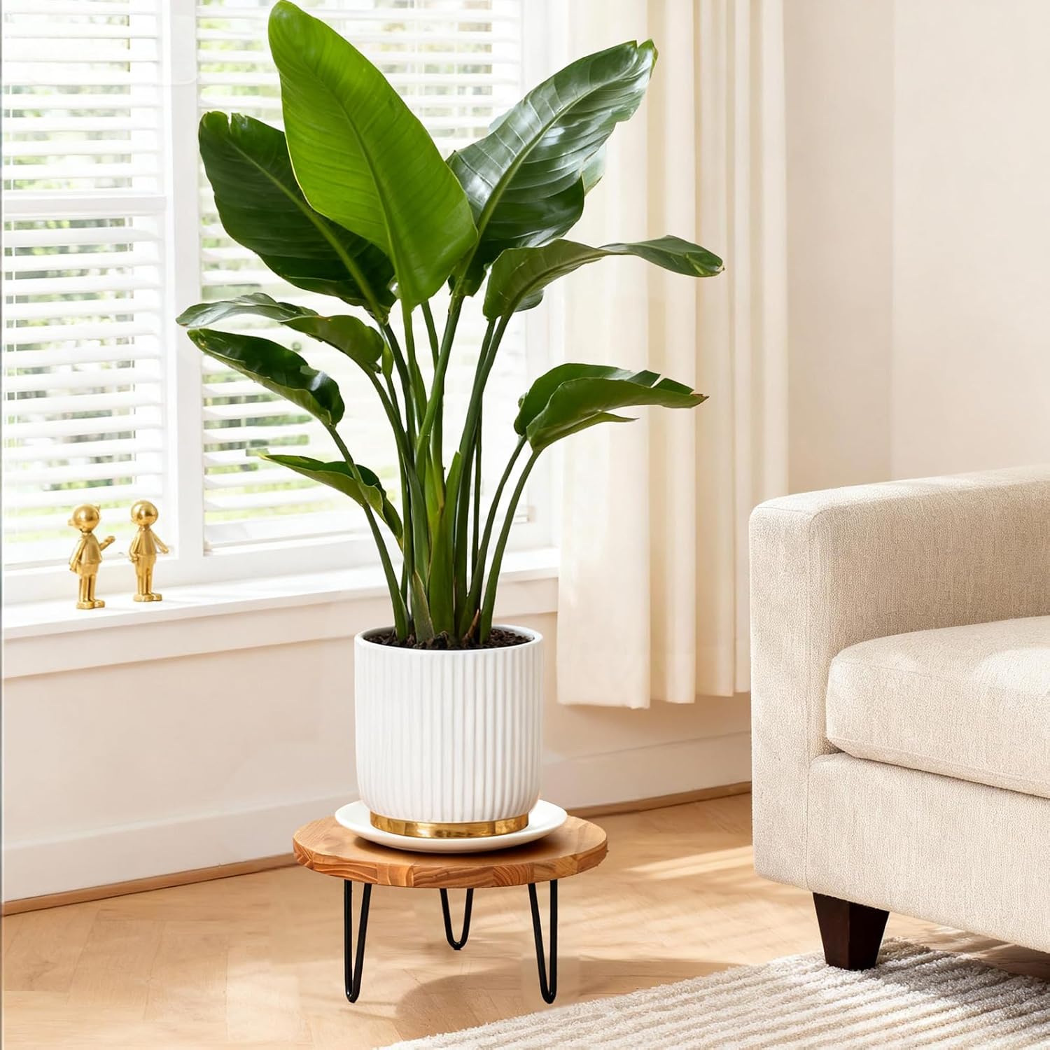 Wood Plant Stand, Wooden Round Plant Stand for Indoor Plants, Modern Plant Holder for Succulent Plant Nursery Pot Flower Pot (S+M+L)