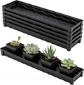 5 Pack Plant Saucer Growing Tray, Rectangular Windowsill Plant Pot Trays with Removable Drainage Hole, Seed Starter Tray Plastic Plant Drainage Saucers for 4 inch Flower Seedling Pots (16"x4.5"x1.5")