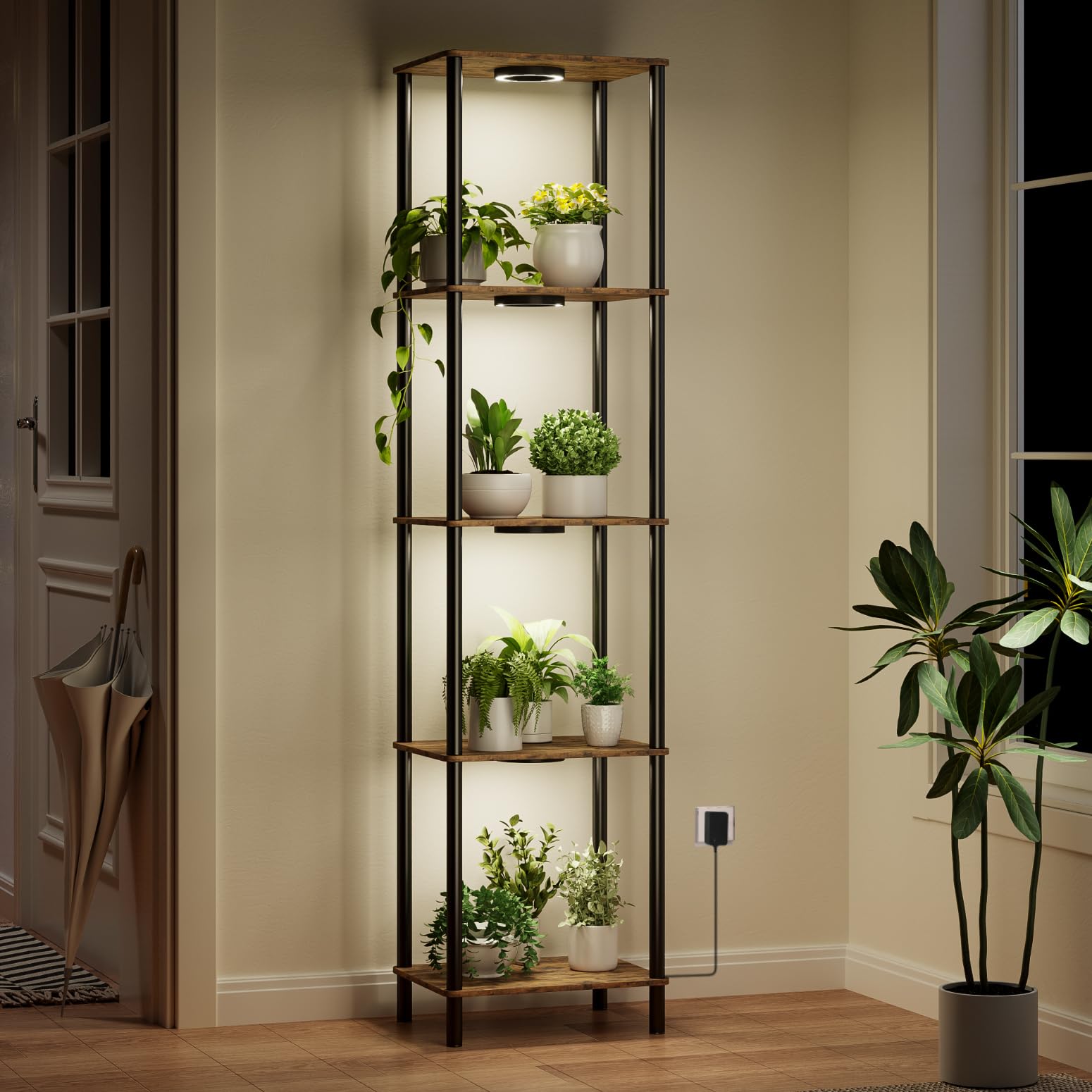 Bstrip Plant Stand Indoor with Grow Light, 81.3" Tall Indoor Plant Shelf, 6 Tier Flower Stand with Plant Light Full Spectrum, Metal Plant Holder with Light, lighted Plant Rack for Home, Corner, Patio
