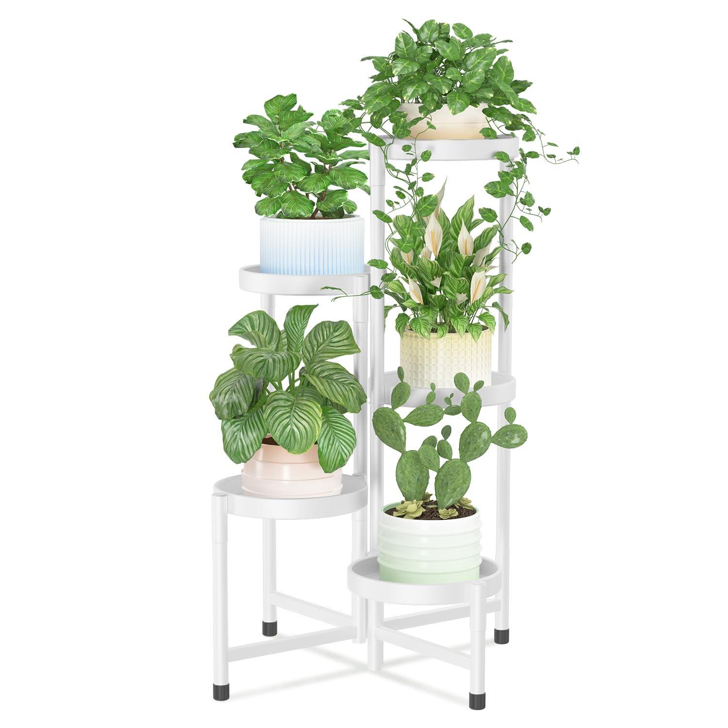 iDavosic.ly Plant Stand Indoor Outdoor, 5 Tier Corner Metal Flower Display Holder Shelf, Folding Tall Orchid Rack for Patio Balcony Porch Garden Living Room House, Gold