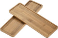 PATIKIL Plant Pot Saucer, 2 Pack 11x3.7 Inch Bamboo Rectangular Flower Drip Tray for Indoors