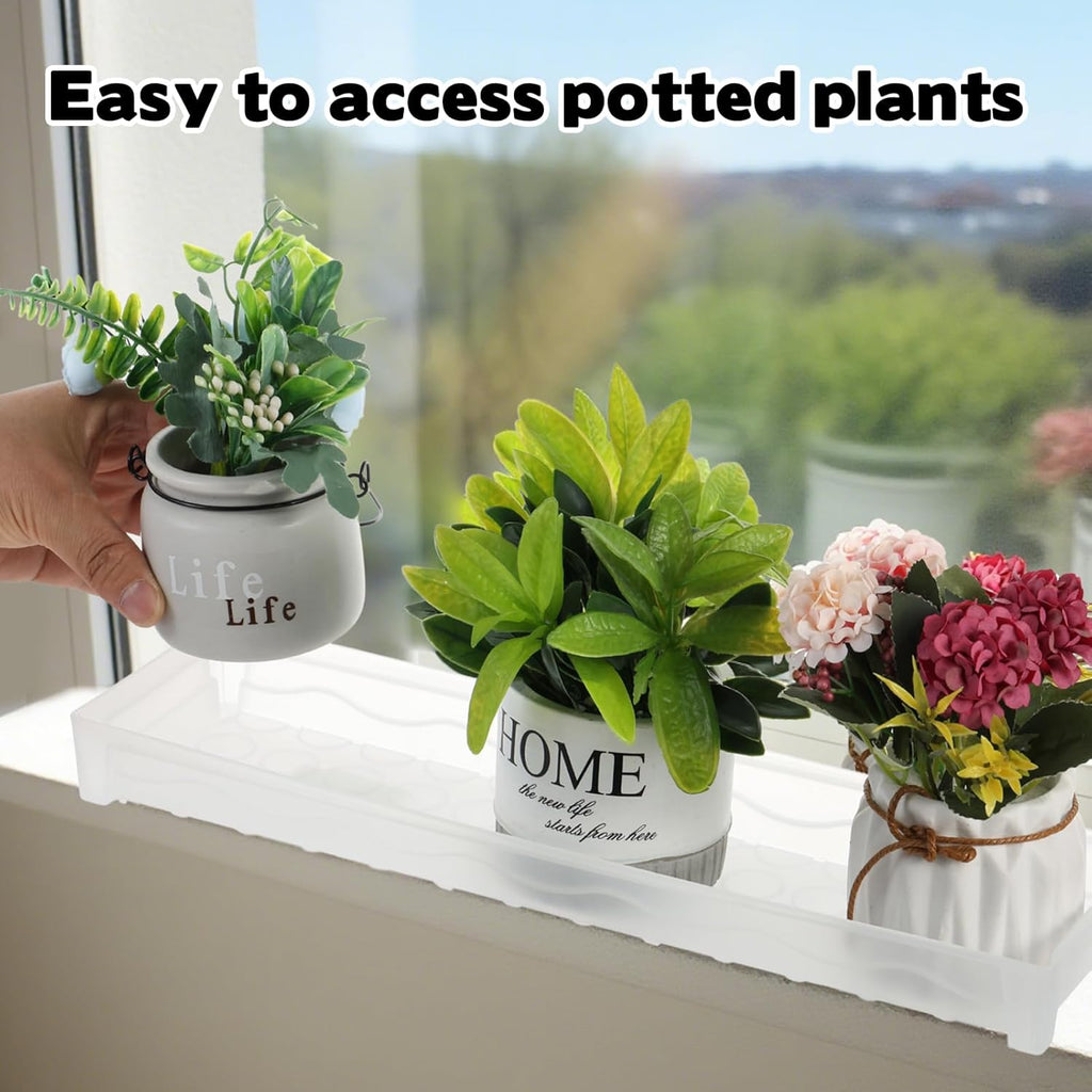 FMOACEN 6 PCS Plastic Plant Tray Saucer, Rectangular Window Sill Plant Tray for Indoors Outdoor Flower Pots for Window Shelf, Clear Thick Plastic Plant Trays for Succulent Pot, Square Plant Saucers